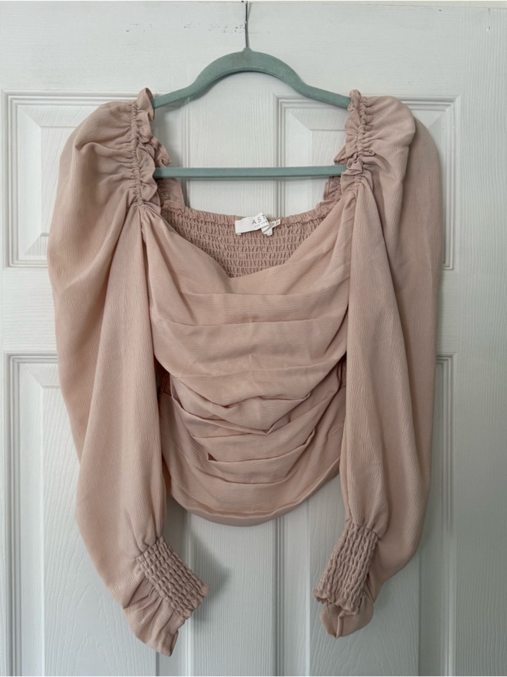 ASTR -  Blush Ruched Long-Sleeve Top